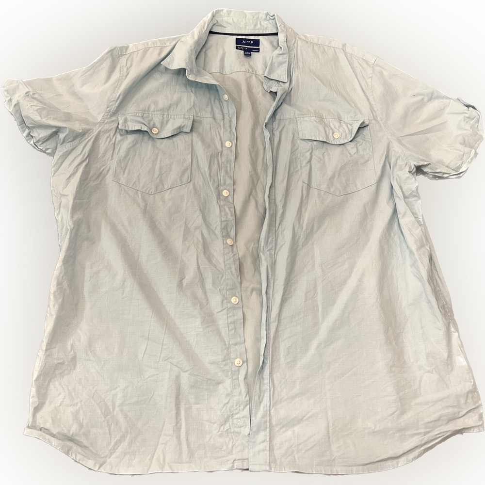 Apt 9 Premier Flex Slim Fit, XXL, light blue small checkered pattern